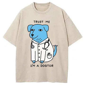 Personality fashion Trust Me I'm A Dogtor Washed T-Shirt
