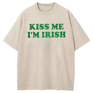Personality fashion Kiss Me I'm Irish Washed T-Shirt