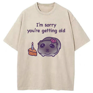 Personality fashion Sad Hamster Birthday Meme Washed T-Shirt