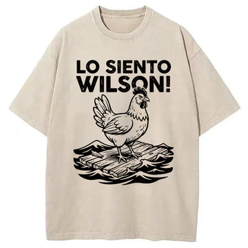 Personality fashion Lo Siento Wilson Chicken Meme Washed T-Shirt