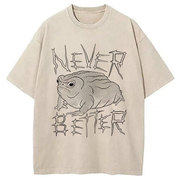 Personality fashion Frog Screaming Never Better Washed T-Shirt