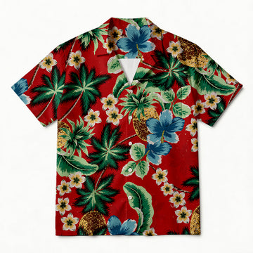 Personality fashionPineapple and Flower Hawaiian Shirt