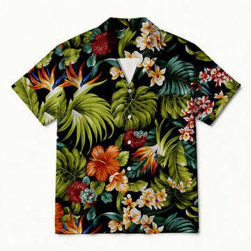 Personality fashionGreen Flower Hawaiian Shirt