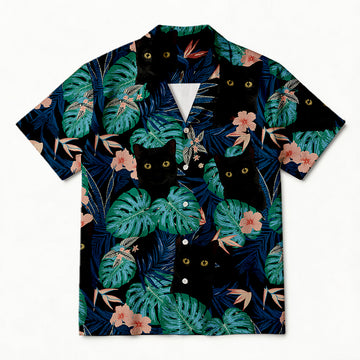 Personality fashionTropical Black Cat Hawaiian Shirt