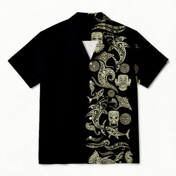 Personality fashionShark Tiki Floral Boho Hawaiian Shirt