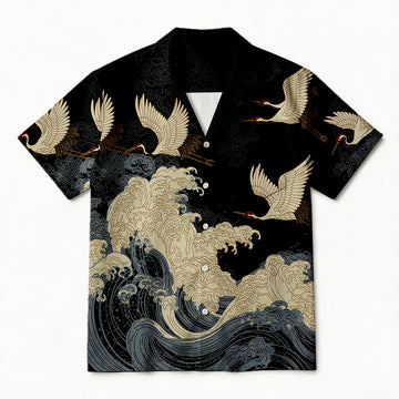 Personality fashionCrane Waves Elegance Hawaiian Shirt