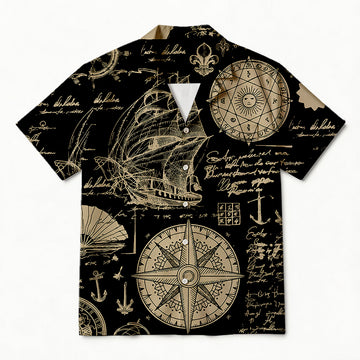 Personality fashionMystic Compass Map Hawaiian Shirt
