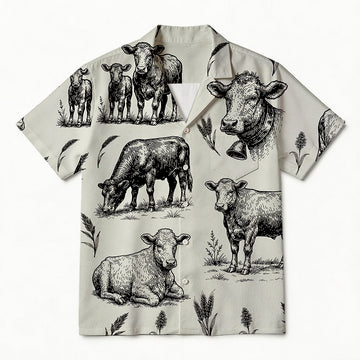 Personality fashionVintage Angus Cow Hawaiian Shirt