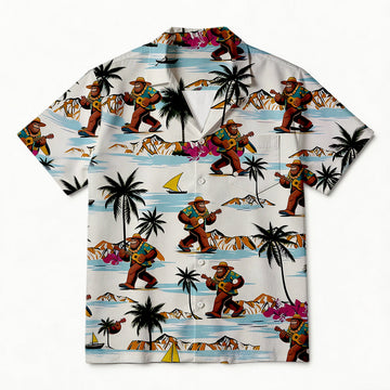 Personality fashionBigfoot Beach & Guitar Hawaiian Shirt