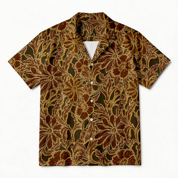 Personality fashionBatik Golden Bloom Hawaiian Shirt