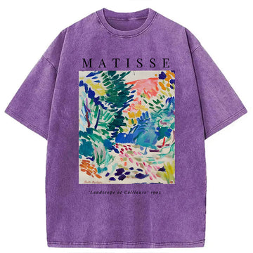 Personality fashion Henri Matisse Landscape Washed T-Shirt