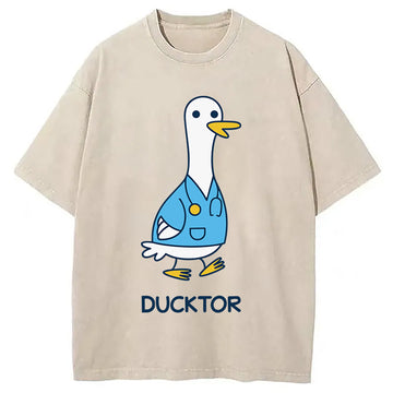 Personality fashion Ducktor Washed T-Shirt