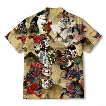Personality fashionLucky Cat Aloha Hawaiian Shirt