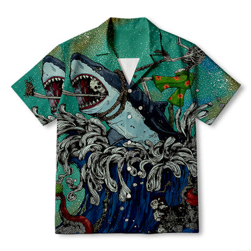 Personality fashionShark Surfboard Hawaiian Shirt