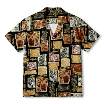 Personality fashionTribal Palm Patchwork Hawaiian Shirt