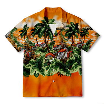 Personality fashionPacific Legend Motorcycle Hawaiian Island Sunset Hawaiian Shirt