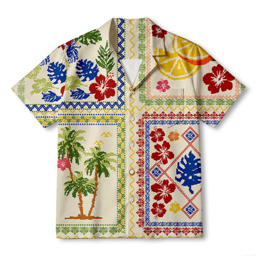 Personality fashionPixel Tropic Lemon Hawaiian Shirt