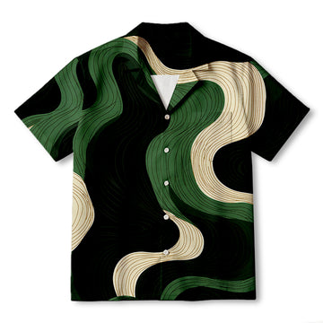 Personality fashionGreen Wave Contour Hawaiian Shirt