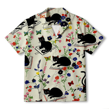 Personality fashionBlack Cat Tropical Hawaiian Shirt