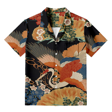 Personality fashionJapanese Colorful Crane Hawaiian Shirt