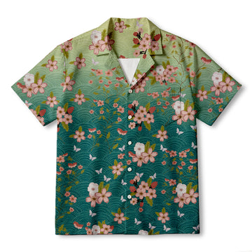 Personality fashionSakura Blossom Blue Hawaiian Shirt