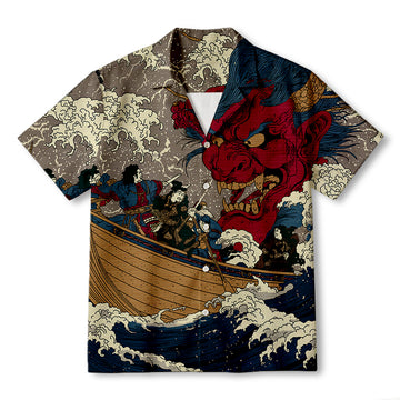Personality fashionDemon And Samurai At Sea Hawaiian Shirt