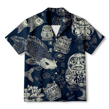 Personality fashionDaruma And Koi Hawaiian Shirt