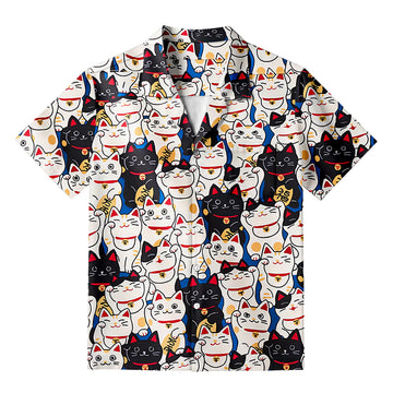 Personality fashionEdo Period Lucky Cat Hawaiian Shirt