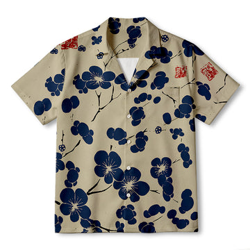 Personality fashionCherry Blossom Japanese Lino Art Hawaiian Shirt