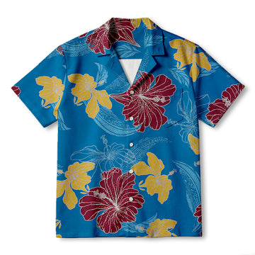 Blue Hibiscus Floral Hawaiian Shirt