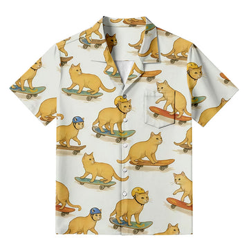 Personality fashionCat Skateboarding Hawaiian Shirt