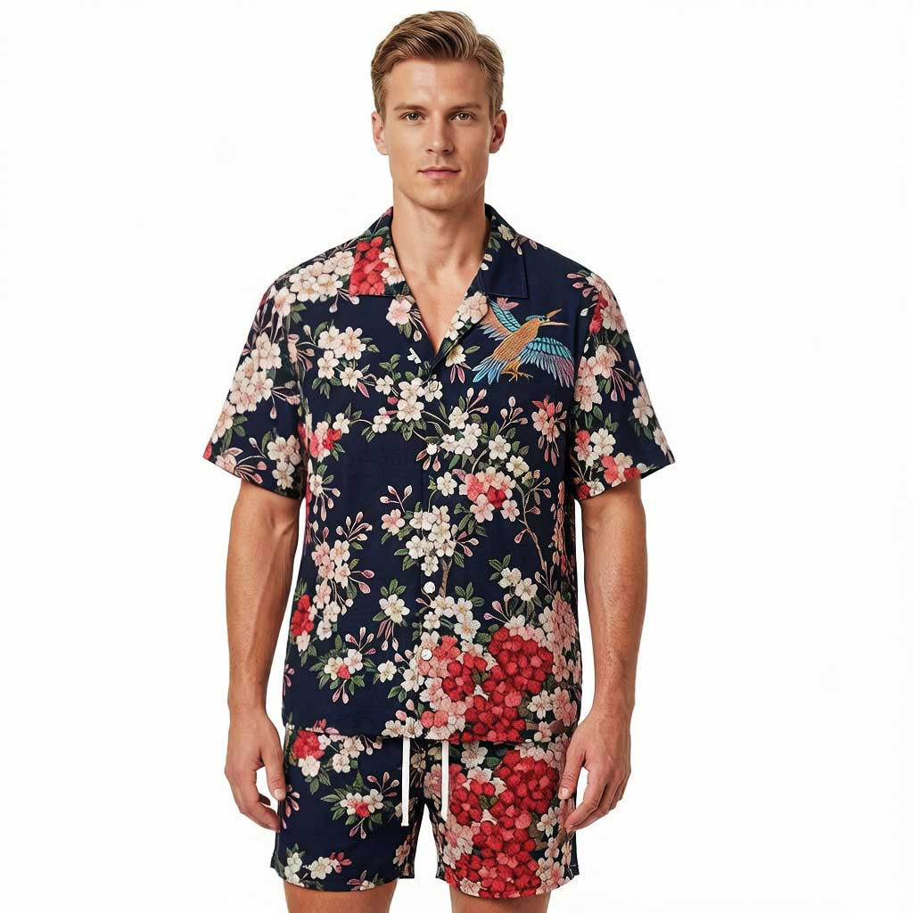 Sakura Navy Hawaiian Shirt