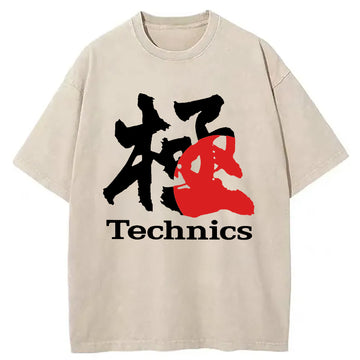 Personality fashion Technics Kanji Washed T-Shirt