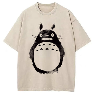 Personality fashion Forest Spirit Ink Washed T-Shirt