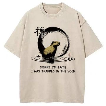 Personality fashion Zen Capybara Was Trapped In The Void Washed T-Shirt