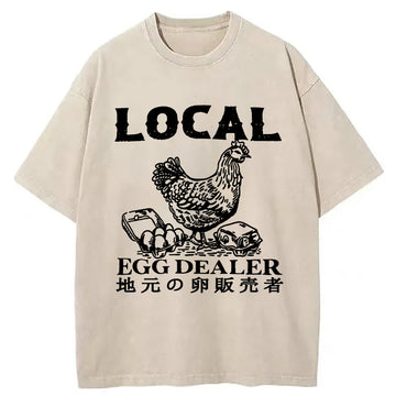 Personality fashion Local Egg Dealer Washed T-Shirt