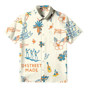Personality fashionJapanese Blue Flower Button-up Shirt