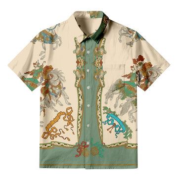 Personality fashionCreative Ukiyoe Pony Button-up Shirt