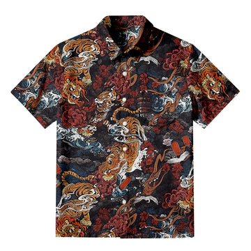Personality fashionVintage 1950s Tiger Button-up Shirt