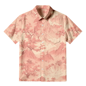 Personality fashionCherry Blossom Mountains Button-up Shirt