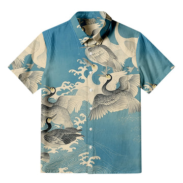 Personality fashionJapanese Vintage Kimono Aloha Button-up Shirt
