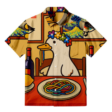 Personality fashionMore Spaghetti Less Upsetti Goose Button-up Shirt