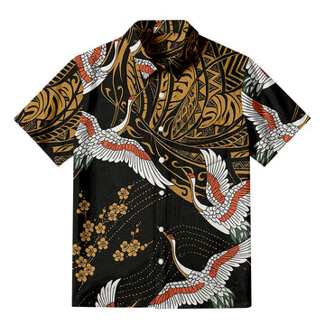 Personality fashionHawaii and Japanese Together Button-up Shirt