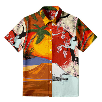Personality fashionMauna Kea and Fuji Mountains Button-up Shirt