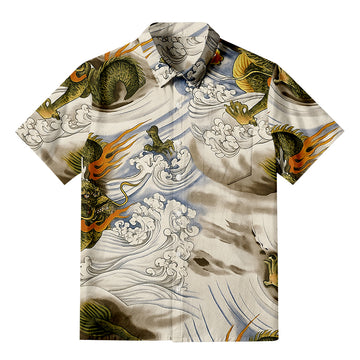 Personality fashionJapanese Rayon Dragon Button-up Shirt