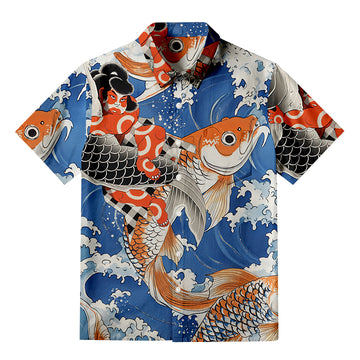 Personality fashionSumo Wrestler Holding A Koi Aloha Button-up Shirt