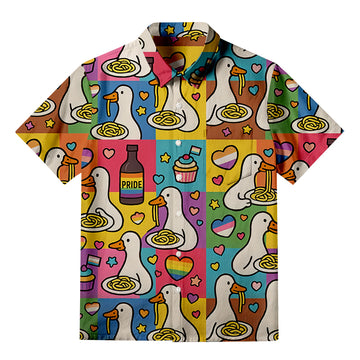 Personality fashionPride japanese Goose Eat Spaghetti Aloha Button-up Shirt