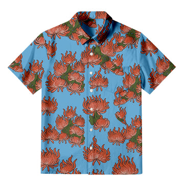 Personality fashionJapanese Red Chrysanthemum Button-up Shirt