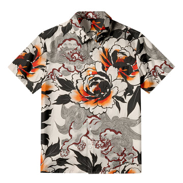 Personality fashionGuardian Beast and Royal Peony Button-up Shirt