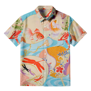 Personality fashionBlue Whisperers of Flowing Water Button-up Shirt